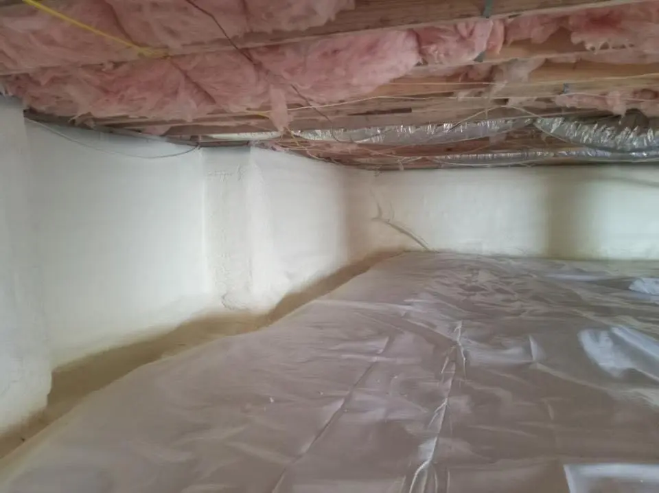 Crawl space encapsulation with closed-cell spray foam for Spray Foam Roofing in Maple Grove